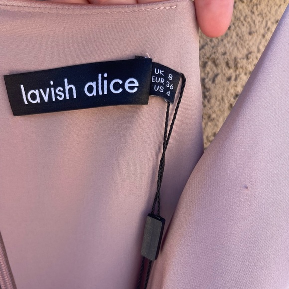 NWT - Lavish Alice Mink Satin Cowl Neck Midi Dress -4 - Picture 5 of 7